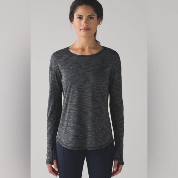 Lululemon Lost In Pace Long Sleeve Heather Black Long Sleeve size 8 - Picture 2 of 7